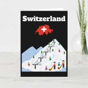 Schweiz Skitrip Souvenir Skifahrer Schweizer F Karte