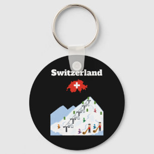Schweiz Skitrip Souvenir Skifahrer Schweizer F Schlüsselanhänger
