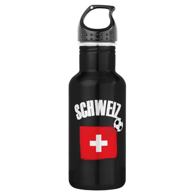 Schweiz Soccer Edelstahlflasche (Vorderseite)