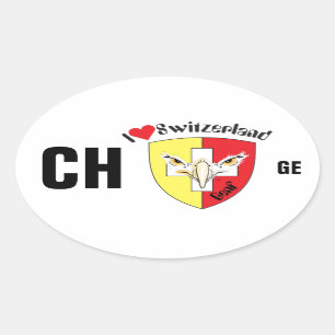 Schweiz Suisse Svizzera Svizra Switzerland Kleber Ovaler Aufkleber