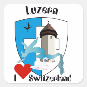 Schweiz Suisse Svizzera Svizra Switzerland Kleber Quadratischer Aufkleber