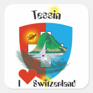 Schweiz Suisse Svizzera Svizra Switzerland Kleber Quadratischer Aufkleber