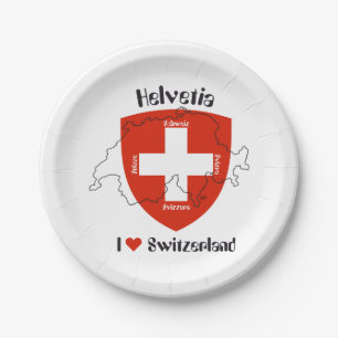 Schweiz – Suisse – Svizzera – Svizra – Switzerland Pappteller