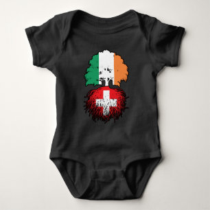 Schweiz Swiss Irish Ireland Tree Roots Flag Baby Strampler