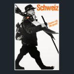 Schweiz, Travel Ski Poster<br><div class="desc">Die Schweiz ist ein mitteleuropäisches Gebirgsland, Zuhause zu zahlreichen Seen, Dörfern und den hohen Gipfeln der Alpen. In den Städten befinden sich mittelalterliche Viertel mit Sehenswürdigkeiten wie dem Zytglogge-Turm der Hauptstadt Bern und der Holzkapellbrücke Luzern. Das Land ist auch bekannt für seine Skigebiete und Wanderwege. Banken und Finanzen sind Schlüsselindustrien,...</div>