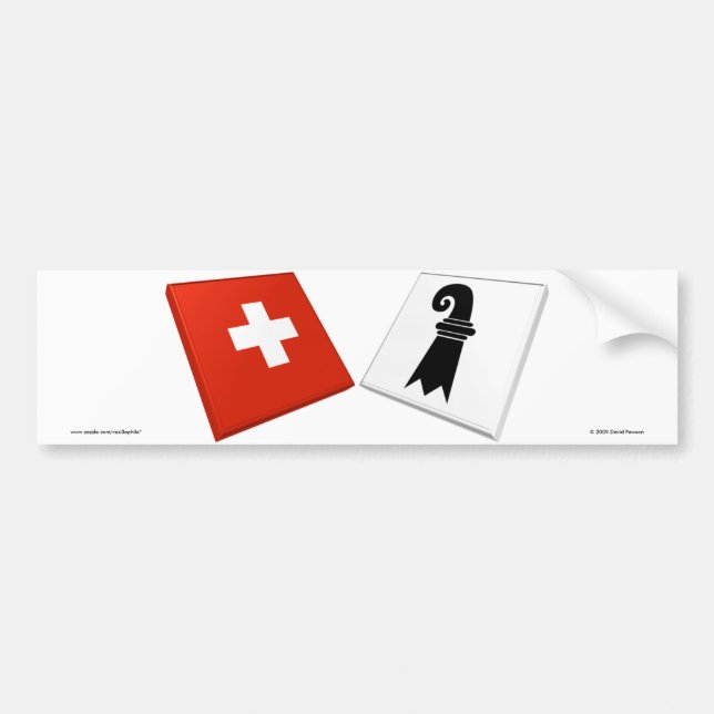 Schweiz- und Basel-Stadtflaggen Autoaufkleber (Vorne)