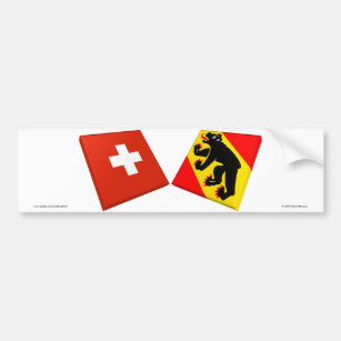 Schweiz- und Bern-Flaggen Autoaufkleber
