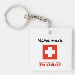 Schweiz und Schweizer Flagge Personalisiert  Schlüsselanhänger