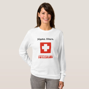 Schweiz und Schweizer Flagge Personalisierte Fraue T-Shirt
