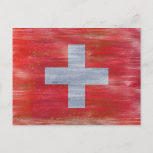 Schweiz unter Schweizer Flagge Postkarte
