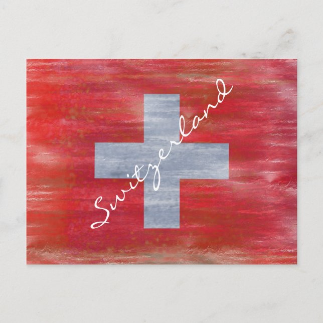 Schweiz unter Schweizer Flagge Postkarte (Vorderseite)