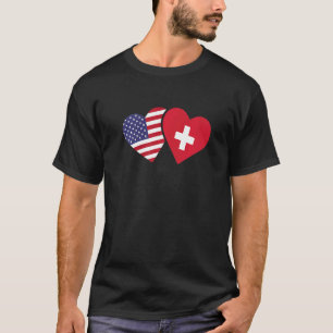 Schweiz USA-Flagge Herz Schweizer Amerikanische Li T-Shirt