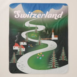 Schweiz Vintage-Reiseplakat im Stil der alten Zeit Sherpadecke