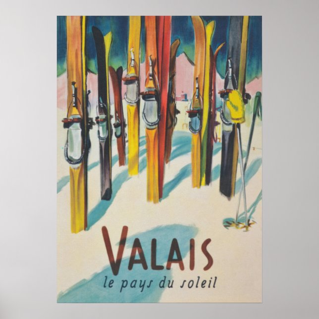 Schweiz Vintage-Skiposter Poster (Vorne)