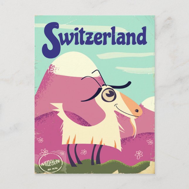 Schweiz Vintages Reiseplakat Postkarte (Vorderseite)