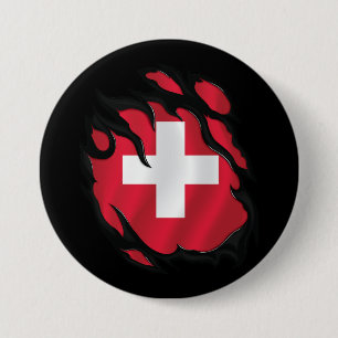 Schweiz zerrissene Flagge Button
