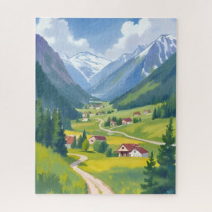 Schweizer Alpen Aquarell Berge Reise Malerei