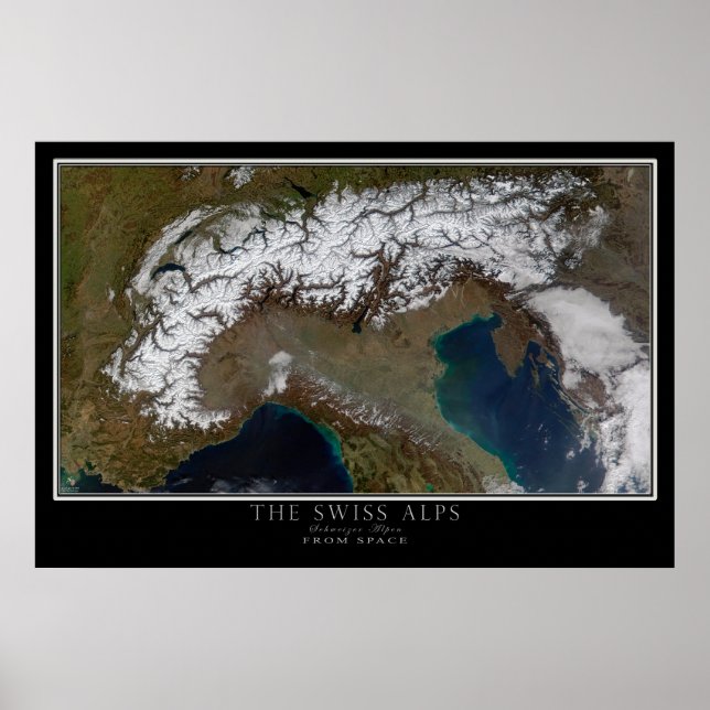 Schweizer Alpen aus dem Weltraum Poster (Vorne)