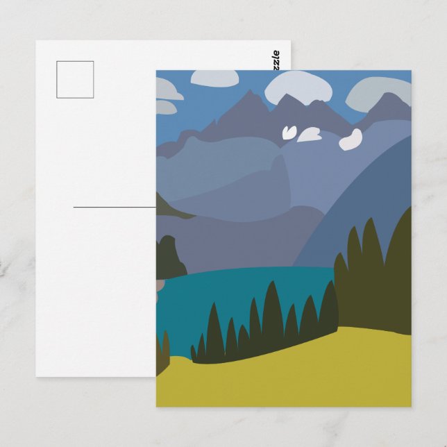 Schweizer Alpen Bergsee Postkarte (Vorne/Hinten)