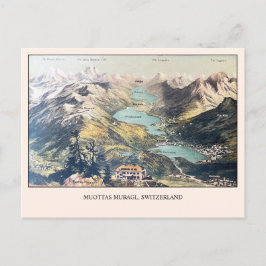 Schweizer Alpen Blick Muottas Muragl Vintag Leere Postkarte