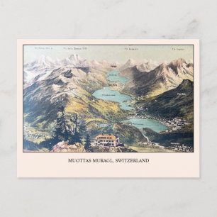 Schweizer Alpen Blick Muottas Muragl Vintage Blank Postkarte