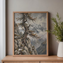 Schweizer Alpen Eiger Lärchenbaum Kunst