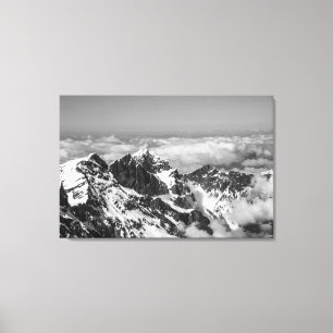 Schweizer Alpen Landschaft Schwarz und Weiß Leinwanddruck