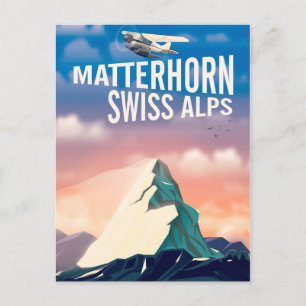 Schweizer Alpen Matterhorn Reiseplakat Postkarte