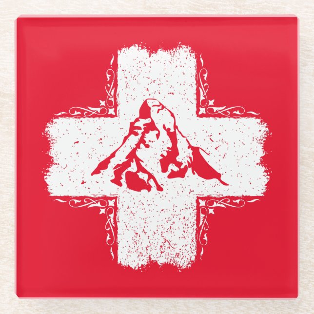 Schweizer Alpen Matterhorn - Schweiz Glasuntersetzer (Vorderseite)