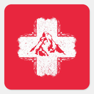 Schweizer Alpen Matterhorn - Schweiz Quadratischer Aufkleber