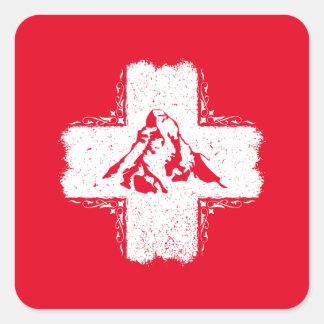 Schweizer Alpen Matterhorn - Schweiz Quadratischer Aufkleber