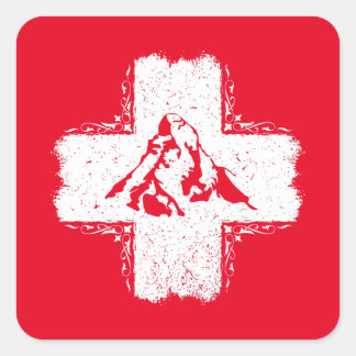 Schweizer Alpen Matterhorn - Schweiz Quadratischer Aufkleber