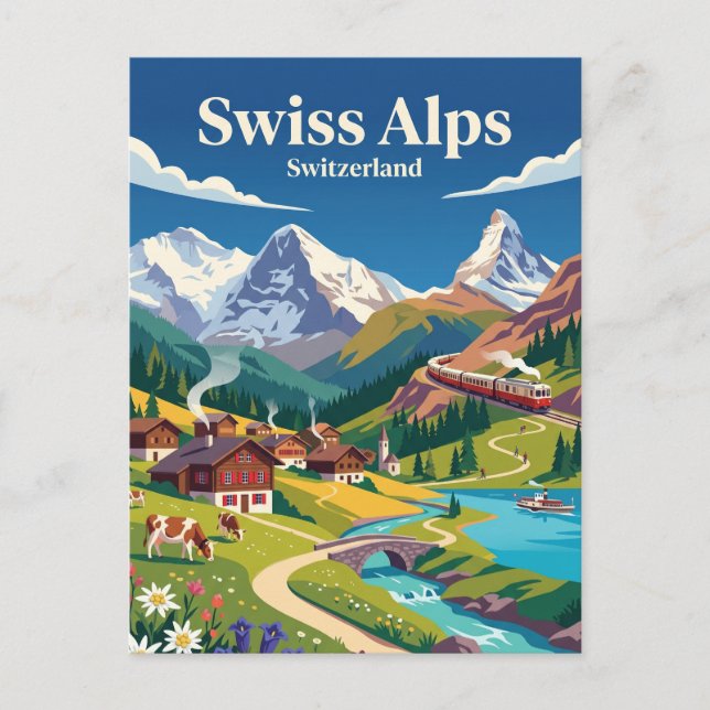 Schweizer Alpen Schweiz Postkarte (Vorderseite)