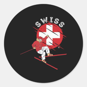 Schweizer Alpen-Ski Schweiz Wurzeln Schweiz-Flagge Runder Aufkleber