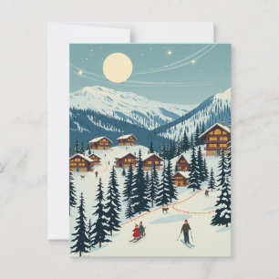 Schweizer Alpen Skidorf Winterbergtour Postkarte