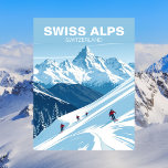 Schweizer Alpen Skifahren, Schweiz Reisen Vintag Postkarte<br><div class="desc">Mit dieser Vintagen Postkarte mit den weltberühmten Schweizer Alpen können Sie die Pisten erkunden. Die Schweizer Alpen sind bekannt für ihre atemberaubend schneebedeckten Gipfel und außergewöhnlichen Skigebiete und bieten ein Wintersportparadies. Mit einem Retro-Flair erobert diese Postkarte den Reiz, majestätische Berge hinunter zu fahren und lädt Sie ein, das Abenteuer und...</div>