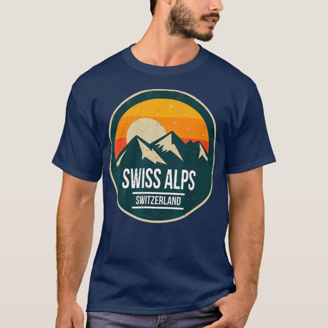 SCHWEIZER ALPS-SCHWEIZ Vintager GebirgsSunset T-Shirt (Vorderseite)