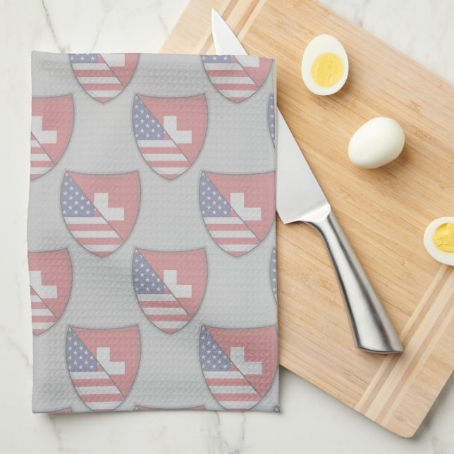 Schweizer-Amerikanische Schild-Flagge Handtuch (Viertel Falte)