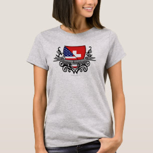 Schweizer-Amerikanische Schild-Flagge T-Shirt