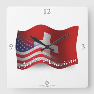 Schweizer-Amerikanische wellenartig bewegende Quadratische Wanduhr