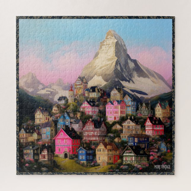 SCHWEIZER BERGDORF PUZZLE GROSSE FARBE (Vertikal)