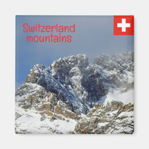 Schweizer Berge mit Schnee bedeckt Magnet