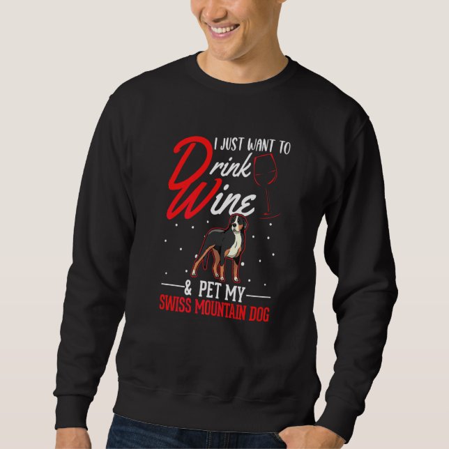 Schweizer Berghund und Wein   Sweatshirt (Vorderseite)