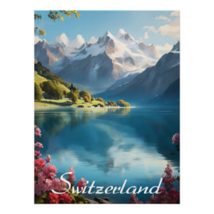 Schweizer Bergsee-Reiseposter Poster