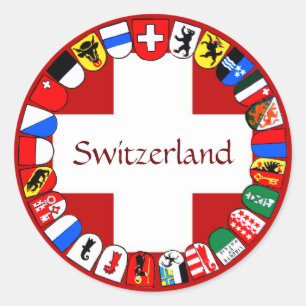 Schweizer Bezirke Runder Aufkleber