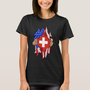 Schweizer Blut im Innern der Schweiz - Fahne T-Shirt