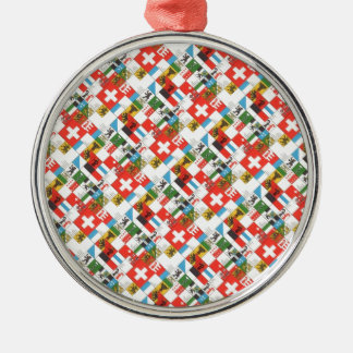 Schweizer cantonial Flaggen Silbernes Ornament