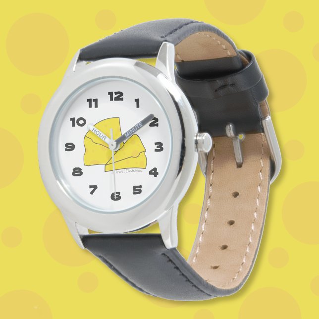 Schweizer Cartoon Illustration Kid Watch Armbanduhr (Swiss cheese doodle kid watch .)