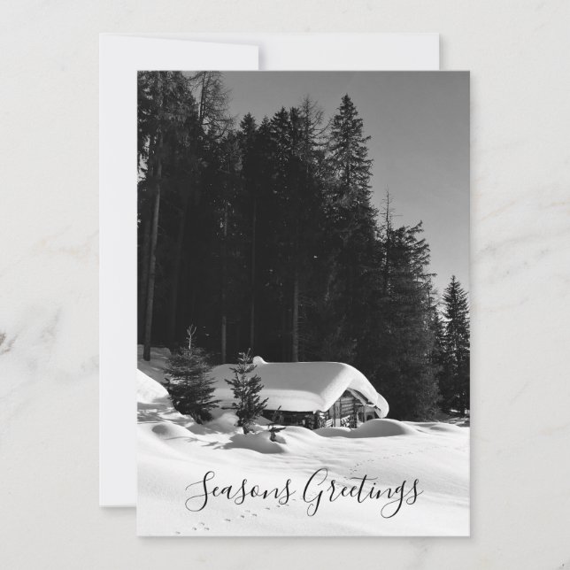 Schweizer Chalet im Schnee Feiertagskarte (Vorderseite)