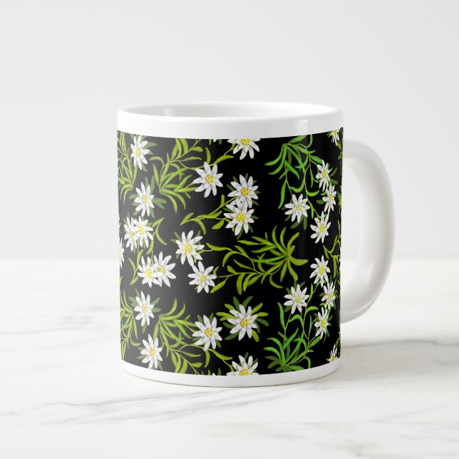 Schweizer Edelweiss-Alpen-Blume Jumbo-Tasse (Vorderseite Rechts)